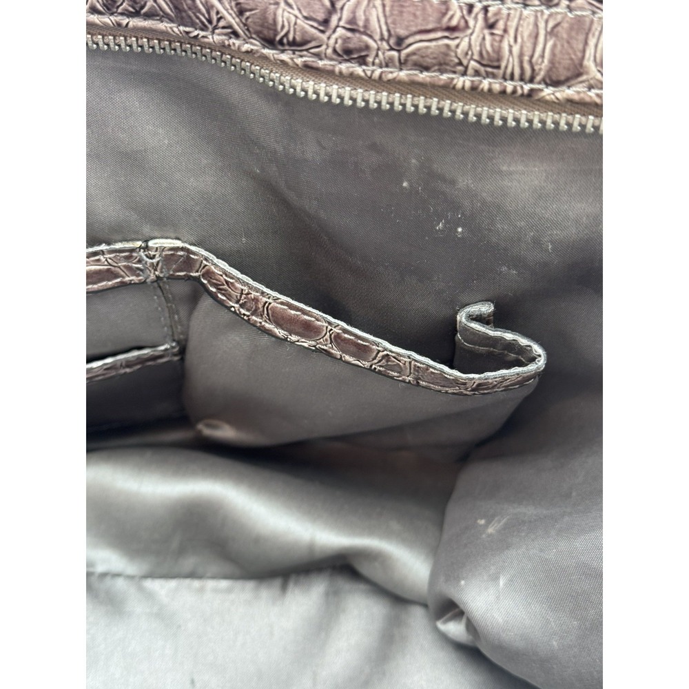 Vintage Y2K Guess Metallic Pewter Faux Croc Embossed Shoulder Bag w/ Silver HW - Picture 6 of 16